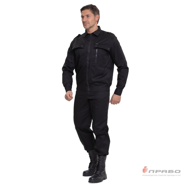 Костюм мужской "Ясон" чёрный для сотрудников охранных предприятий (куртка и брюки)