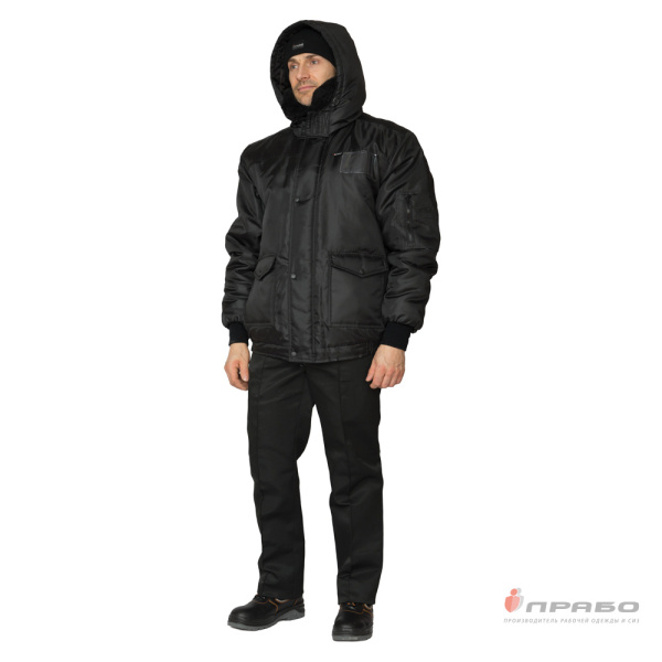 Куртка мужская утеплённая "Альфа" чёрная укороченная