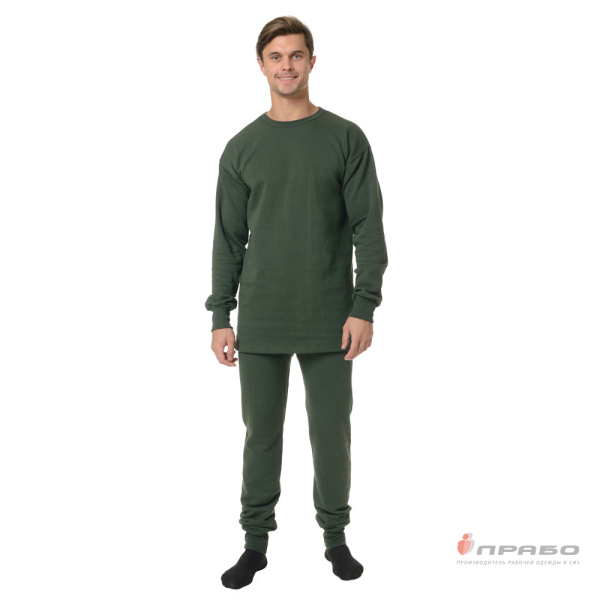 Бельё утеплённое трикотажное оливковое, 250 г/м² (фуфайка и кальсоны)