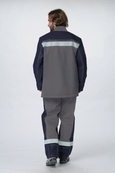 Костюм сварщика с силикон.накладками 3 кл.защ(тк.100% хб,450) РМ, т.синий/серый