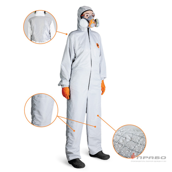 Комбинезон многоразовый защитный с антистатическими свойствами JPC175 серый