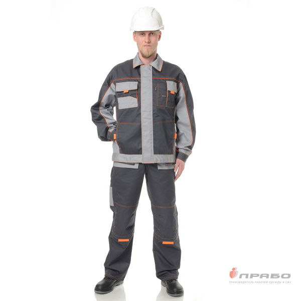 Костюм мужской "Бренд 2" тёмно-серый/светло-серый (куртка и полукомбинезон)