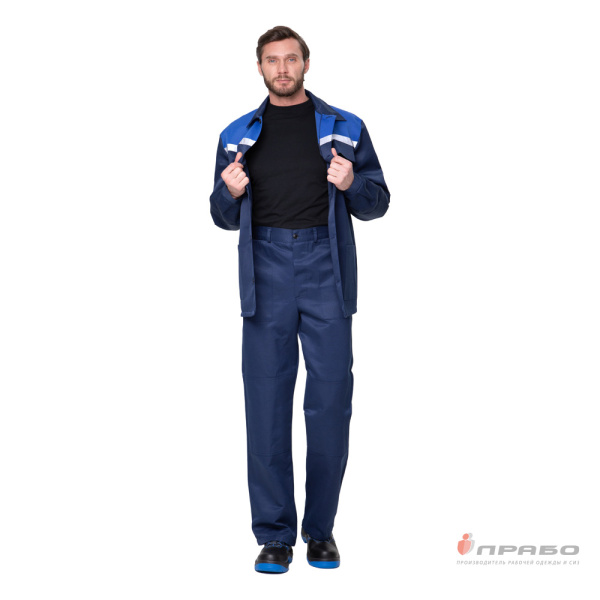 Костюм мужской "Стандарт Плюс СОП" тёмно-синий/василёк (куртка и брюки)