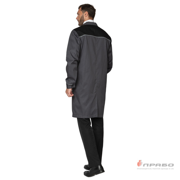 Халат мужской "Бренд 2020" серый/чёрный