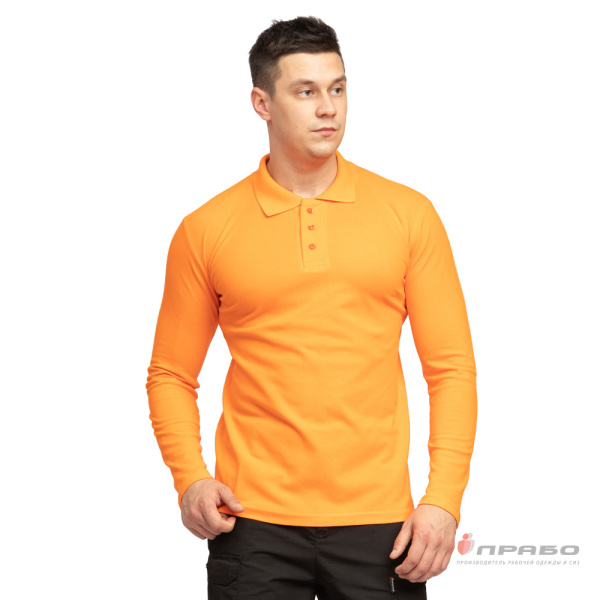 Рубашка "Поло" с длинным рукавом оранжевая