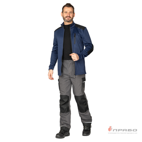 Куртка "Валма" трикотажная синий меланж/чёрный