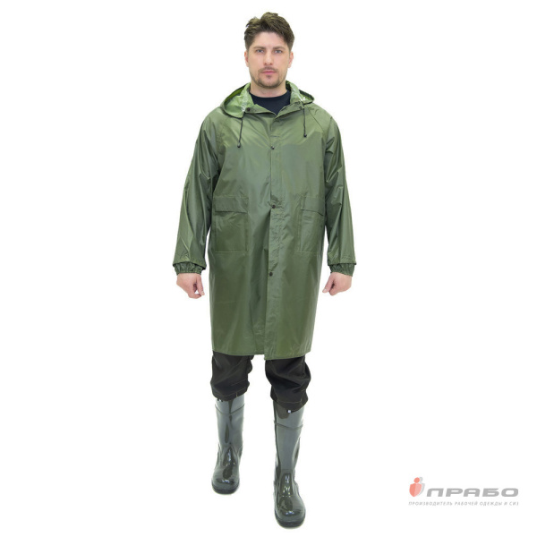 Плащ влагозащитный нейлоновый с ПВХ-покрытием зелёный