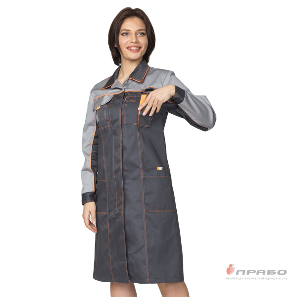 Халат женский "Бренд"серый/серый