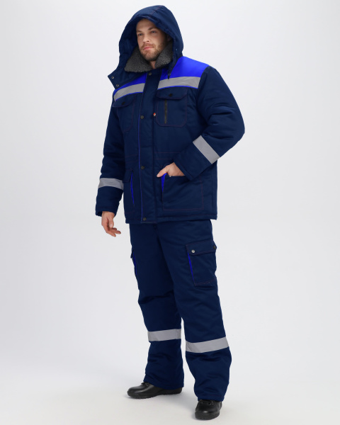 Костюм зимний Титан-Ультра CH (тк.Смесовая,240) п/к, т.синий/васильковый