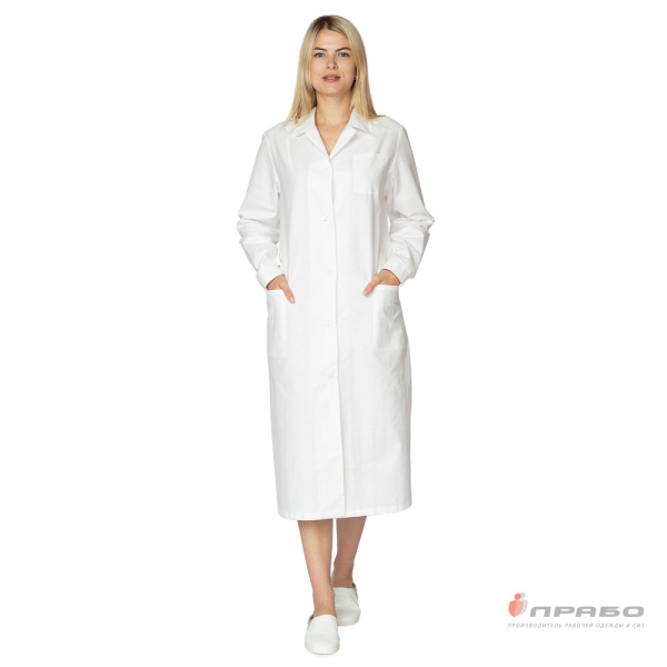 Халат медицинский женский "Эконом" белый из бязи
