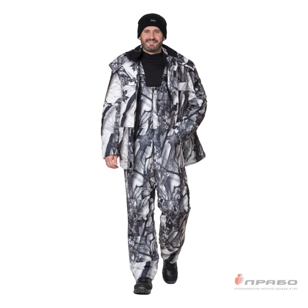 Костюм мужской утеплённый "Универсал" КМФ зимний лес (куртка и полукомбинезон)