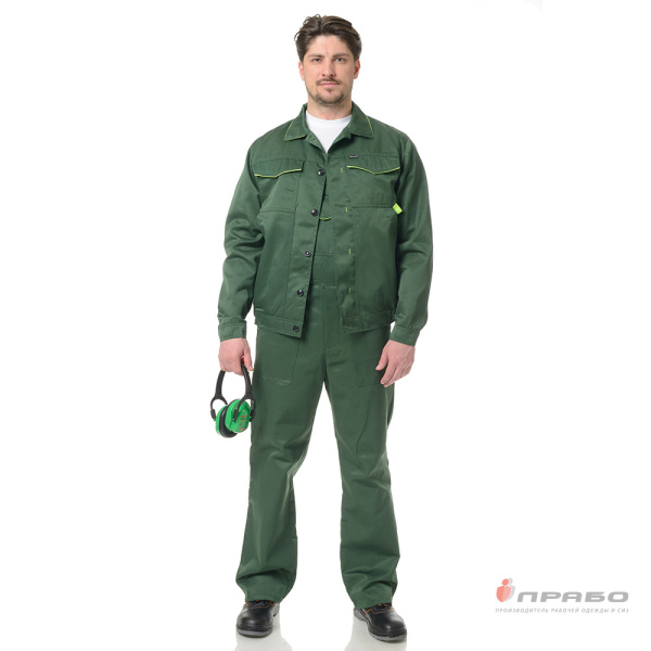 Костюм мужской "Докер" зелёный (куртка и полукомбинезон)