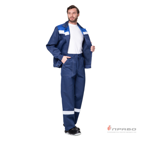 Костюм мужской "Пантеон" синий/василёк (куртка и брюки)