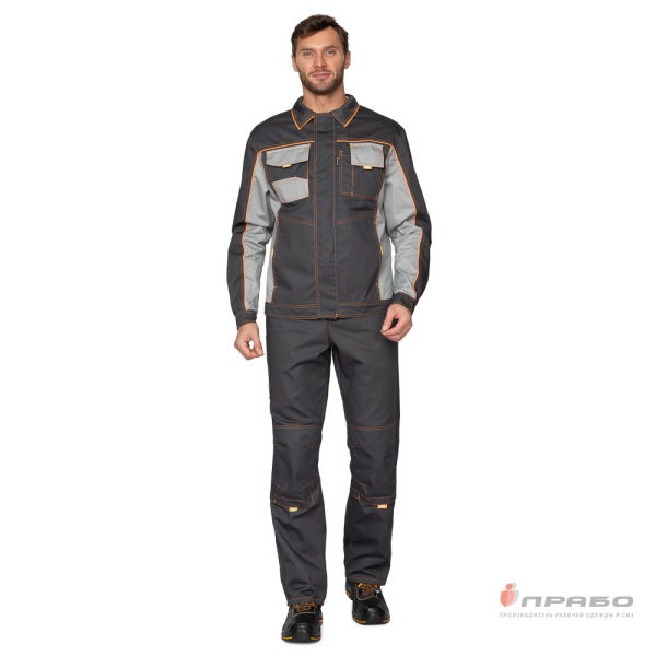 Костюм мужской "Бренд 1 2020" тёмно-серый/светло-серый (куртка и брюки)