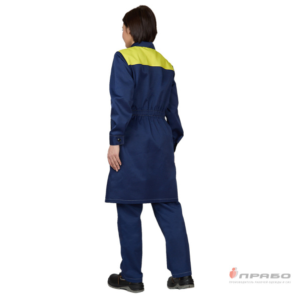 Халат женский "Пантеон" синий/жёлтый из облегчённой ткани