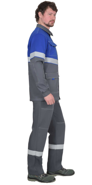 Куртка СИРИУС-САМОТЛОР-РОСС дл., серый с васильк. 80% х/б 20% п/э антистат. нить МВО