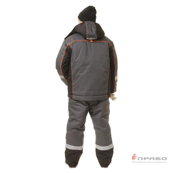 Костюм мужской утеплённый "Бренд" серый/чёрный (куртка и полукомбинезон)