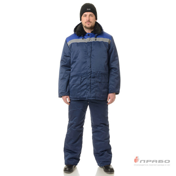 Куртка мужская утеплённая "Бригадир СОП" тёмно-синий/василёк