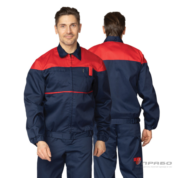 Костюм мужской летний "Гудзон" сине-красный (куртка и полукомбинезон)