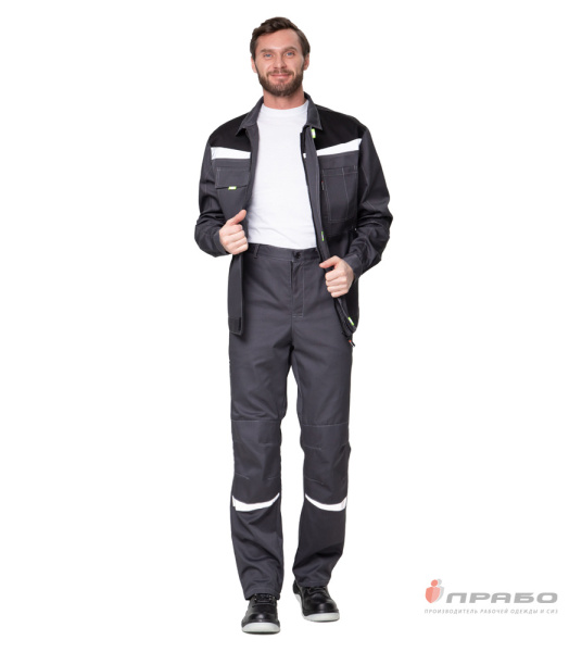 Костюм мужской "Профессионал 1" серый/чёрный (куртка и брюки)