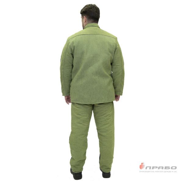 Костюм сварщика утеплённый со спилком чёрный/хаки (2,3 м²) (куртка и брюки)