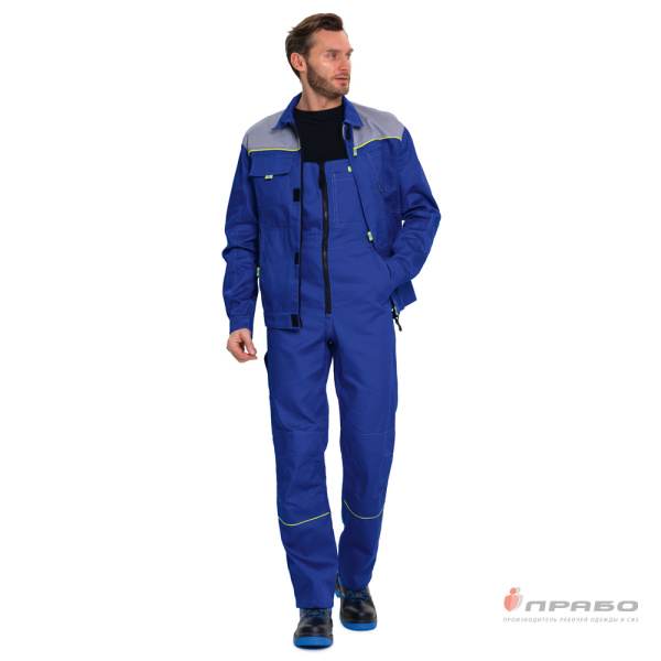 Костюм мужской "Профессионал 2" василёк/серый (куртка и полукомбинезон)