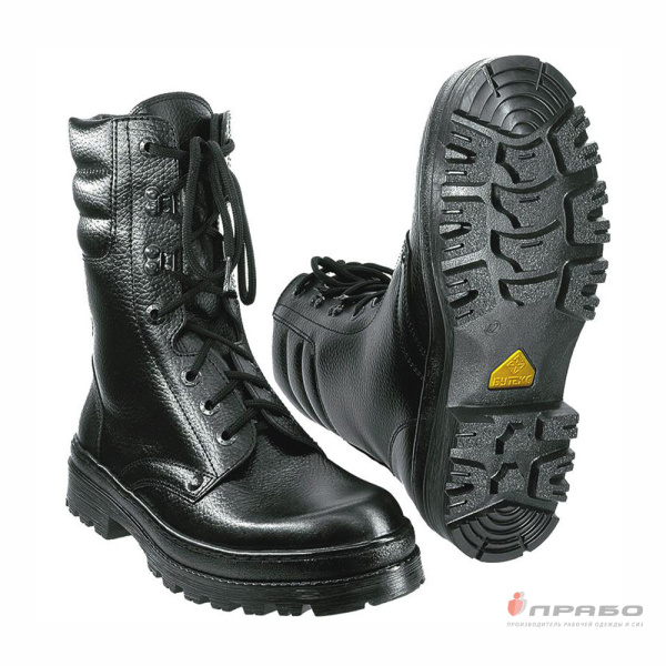 Ботинки хромовые "ОМОН Люкс" на подошве ТЭП чёрные (натуральный мех)