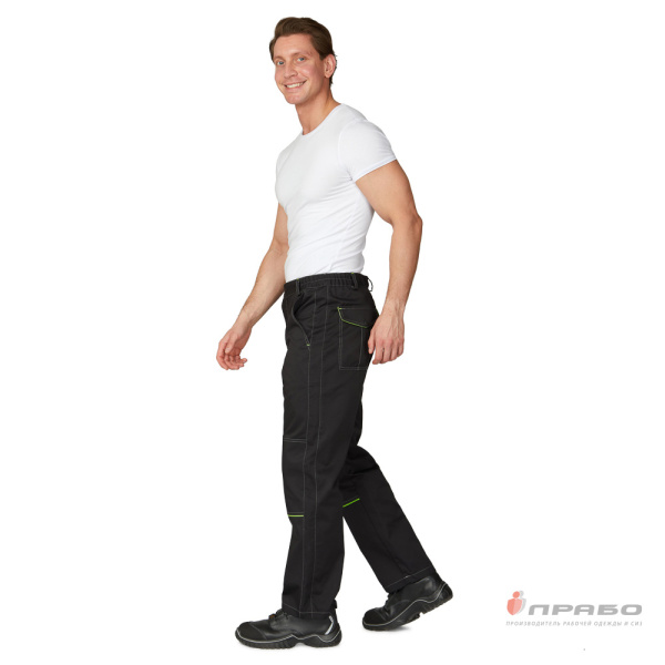 Брюки мужские "Эко-Босс" чёрные/лимонные