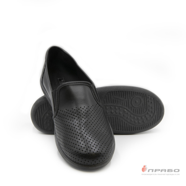 Туфли мужские кожаные закрытые с ПВХ-подошвой и перфорацией чёрные