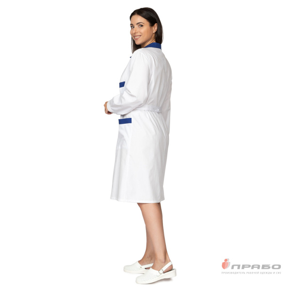 Халат медицинский женский "Стандарт Плюс" белый/синий