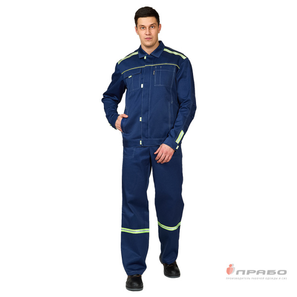 Костюм мужской "Уни-Спец" тёмно-синий/лимонный (куртка и полукомбинезон)