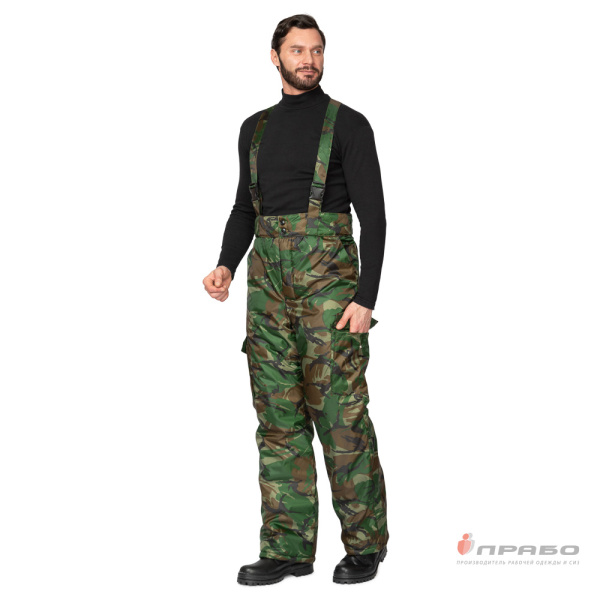 Брюки мужские утеплённые "Альфа" со съемными бретелями камуфляж кукла