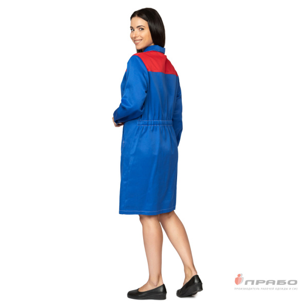 Халат женский "Пантеон" василёк/красный из облегченной ткани