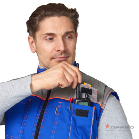 Жилет универсальный утеплённый "Бренд" василёк/серый