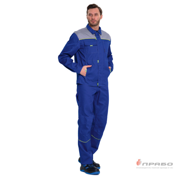 Костюм мужской "Профессионал 2" василёк/серый (куртка и полукомбинезон)