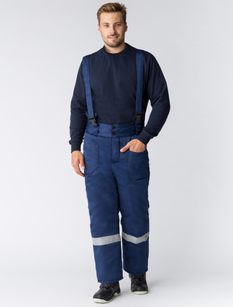 Костюм зимний Труженик-Ультра (Смесовая, 210) брюки, темно-синий/васильковый