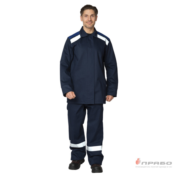 Костюм сварщика 2 класса защиты х/б с ОП-пропиткой синий/василёк (куртка и брюки)