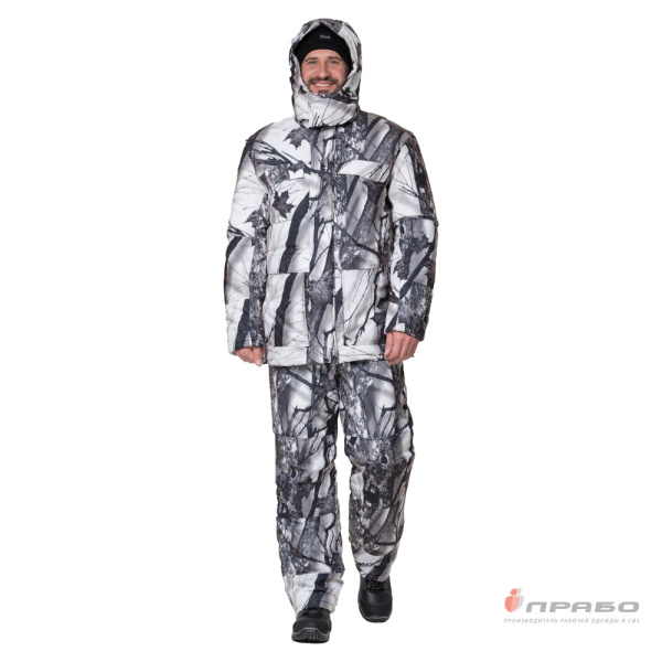 Костюм мужской утеплённый "Универсал" КМФ зимний лес (куртка и полукомбинезон)