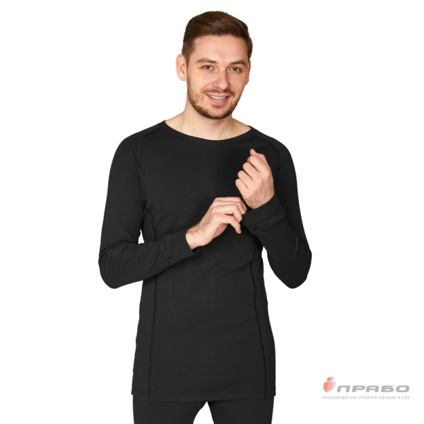 Термобельё мужское х/б однослойное чёрное (фуфайка), 270 г/м²
