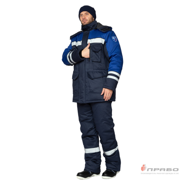 Куртка антистатическая мужская утеплённая "Антистат" тёмно-синий/василёк