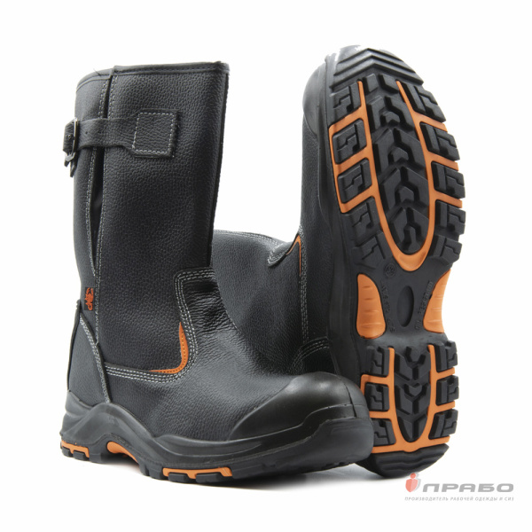 Сапоги кожаные "Скорпион-Премиум-1804" с подошвой ПУ/нитрил и КП чёрные