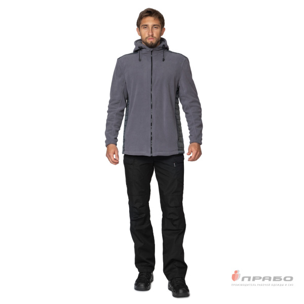 Куртка "Кеми" флисовая с капюшоном тёмно-серая