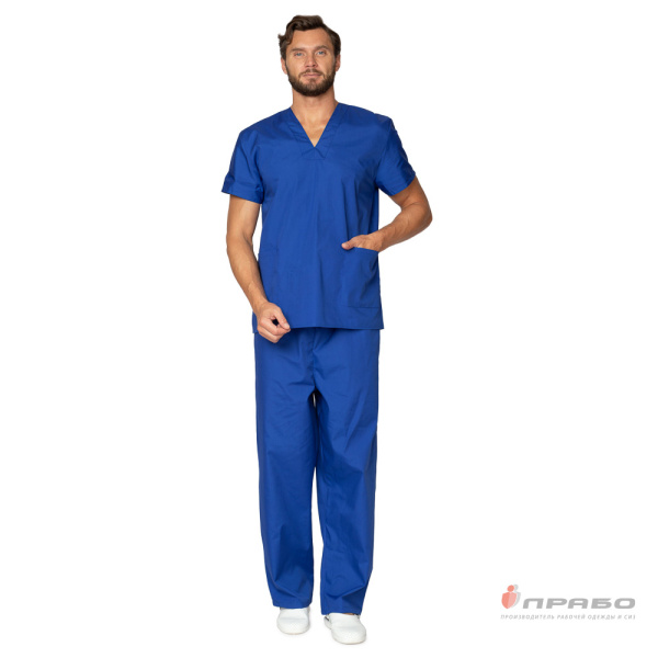 Костюм медицинский мужской "Хирург" синий (блузон и брюки)