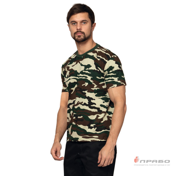 Футболка трикотажная камуфляжная лес