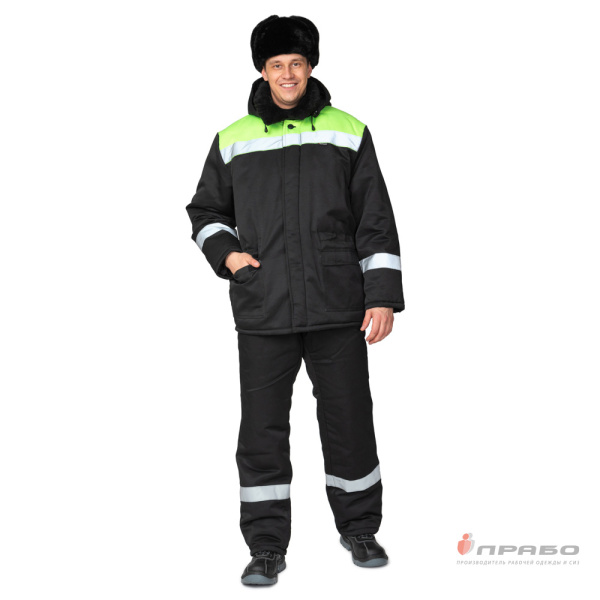 Костюм мужской утеплённый "Коммунальщик" чёрный/лимонный