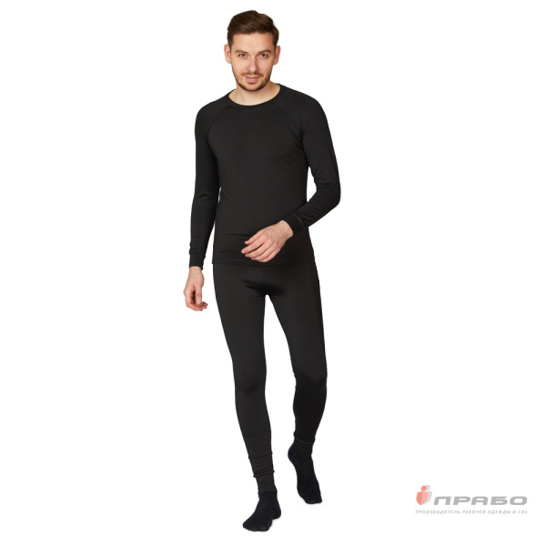 Термобельё мужское из полиэстера чёрное (кальсоны), 200 г/м²
