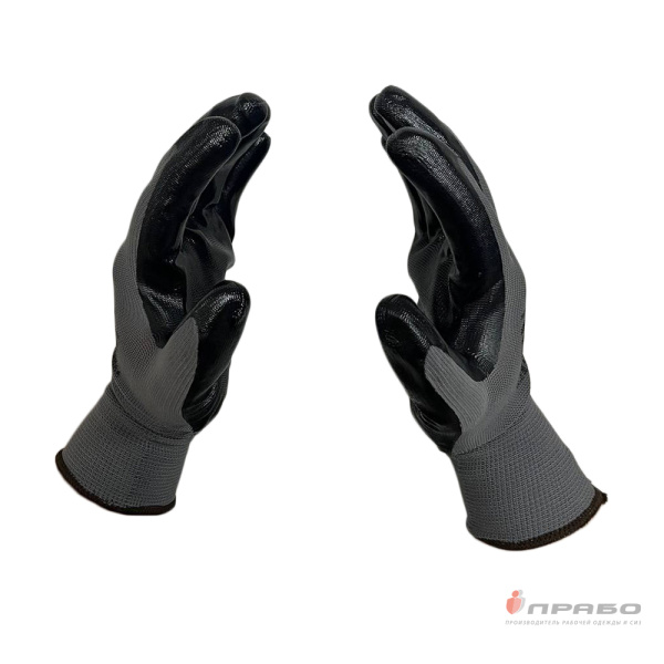 Перчатки нейлоновые с 1/2 нитриловым покрытием Scaffa Старт NY1350-G/BLK-10