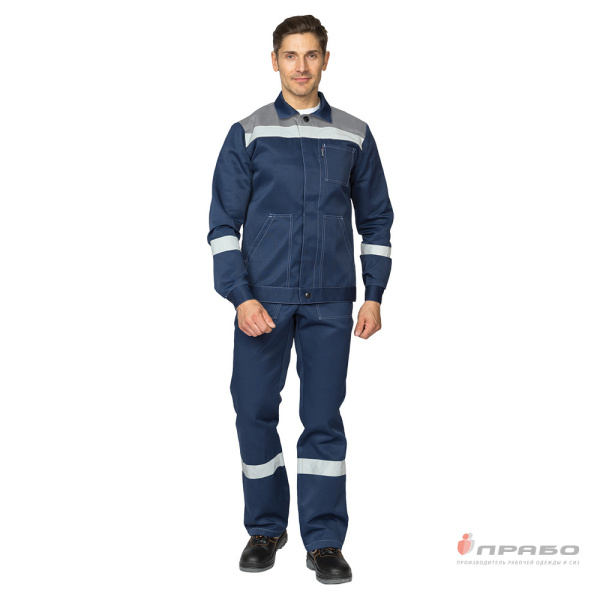 Костюм мужской "Пантеон 2 СОП" синий/серый (куртка и полукомбинезон)
