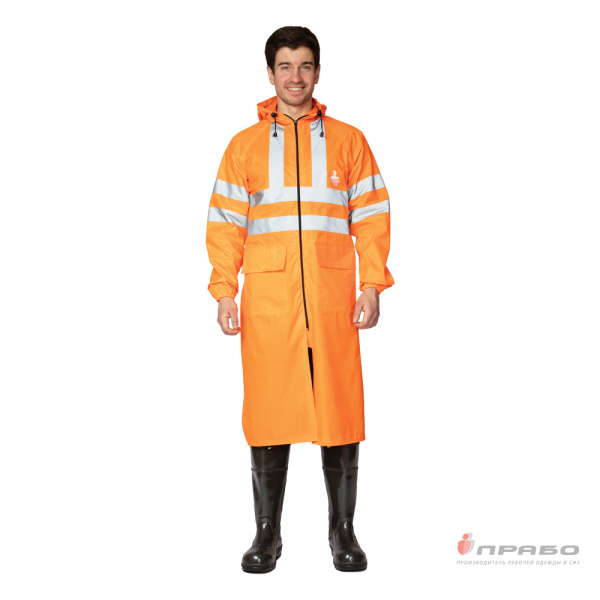 Плащ влагозащитный "Тайфун СОП" оранжевый 3 класса сигнальной защиты