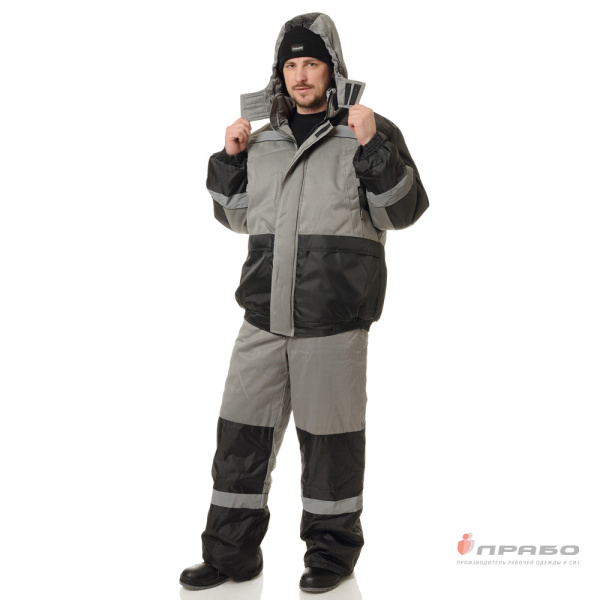 Костюм мужской утеплённый "Стайл" серый (куртка и полукомбинезон)